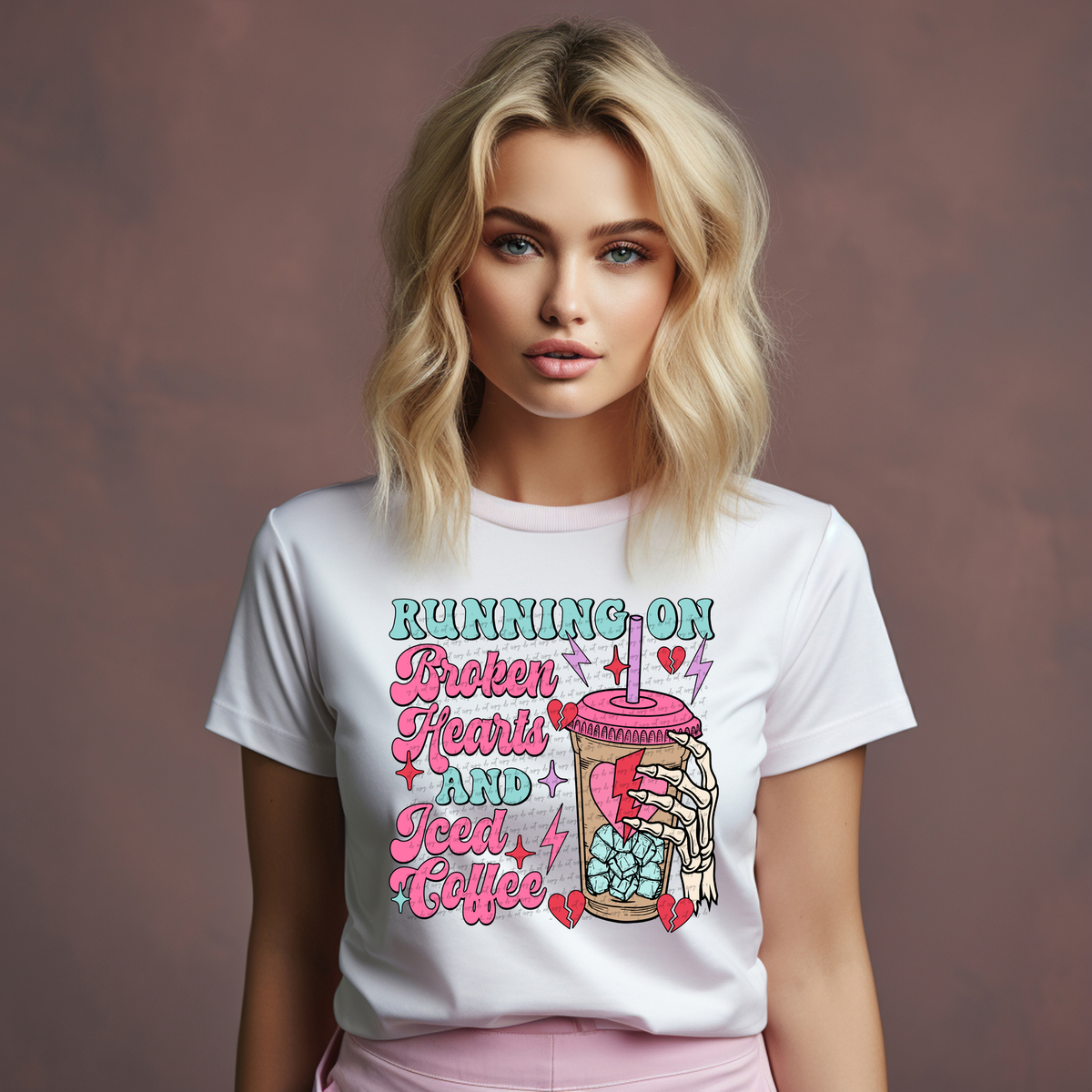 Running On Broken Hearts Iced Coffee Skellie 81451 DTF Transfer