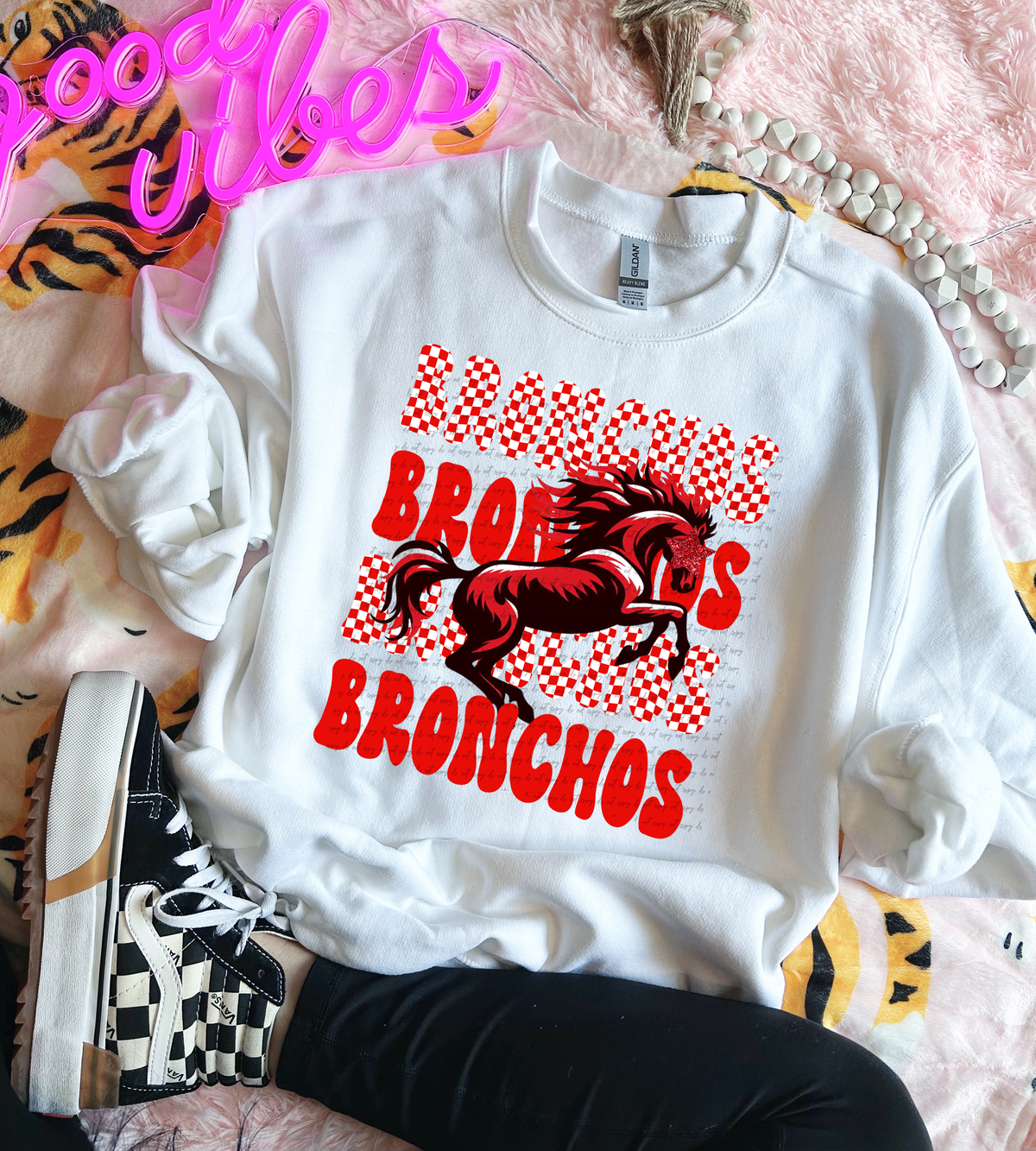 Bronchos Stacked Red Horse Mascot 59226 DTF transfer