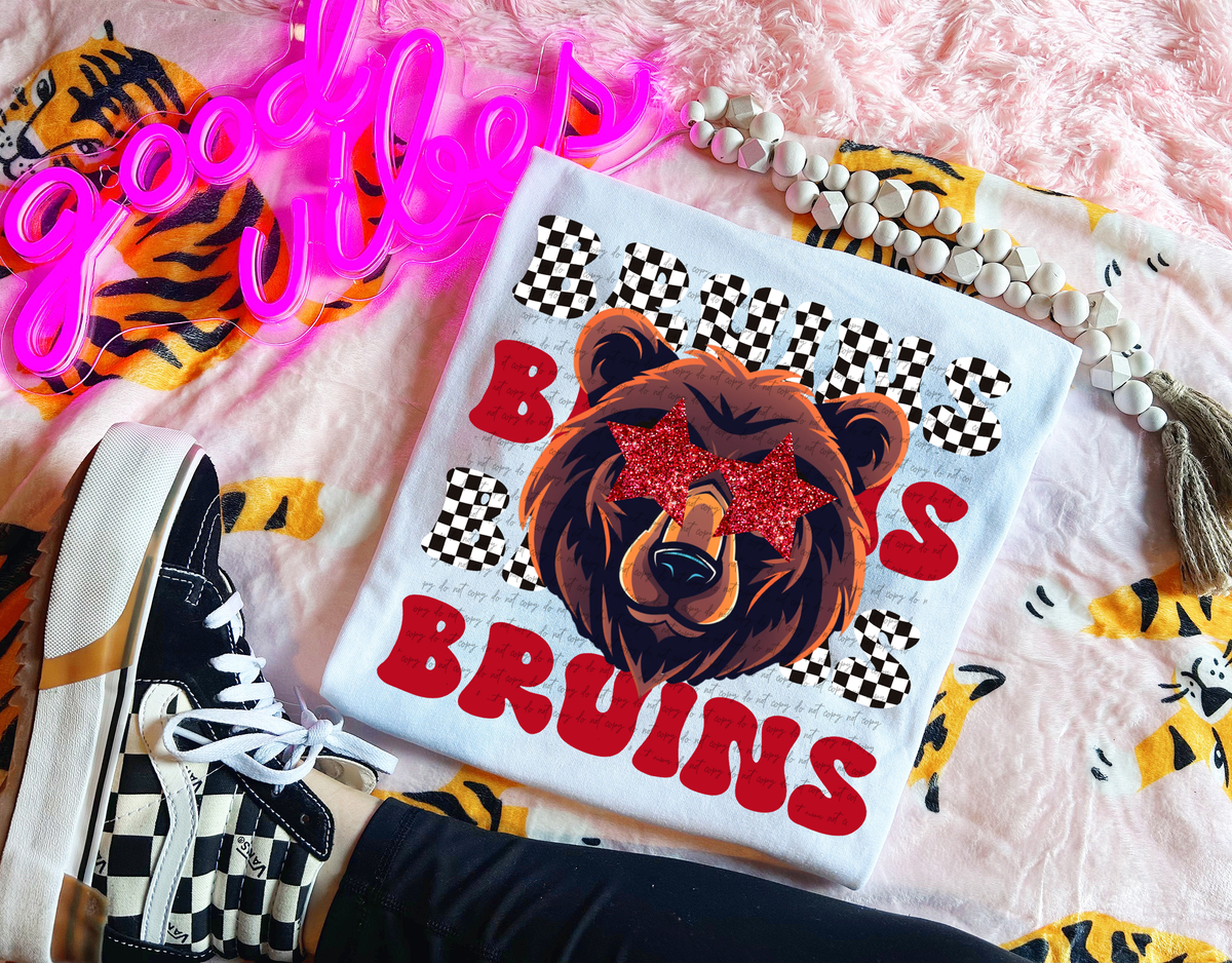Bruins Stacked Red Mascot 59228 DTF transfer