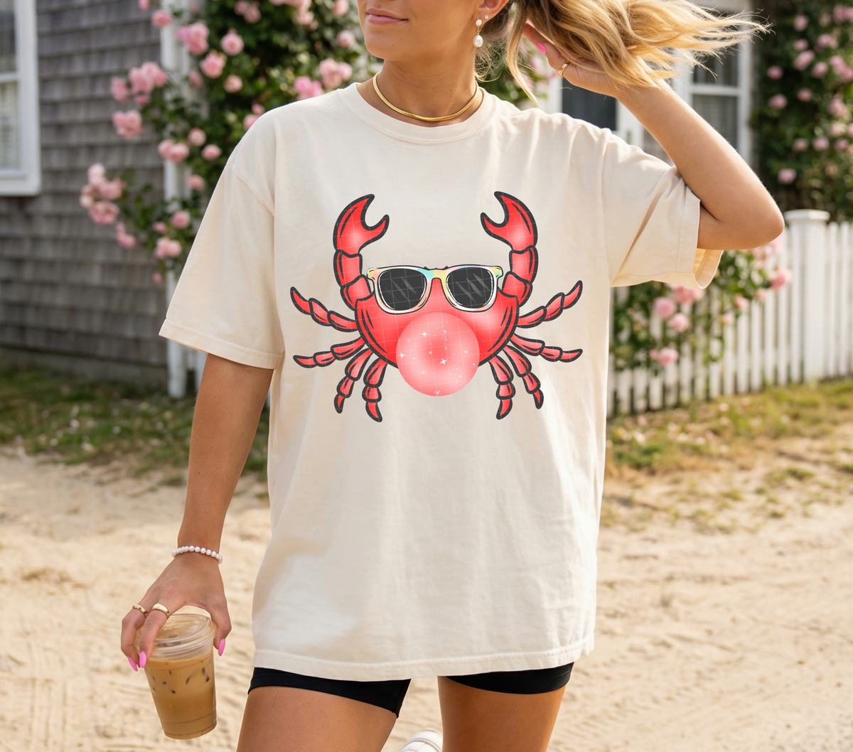 Crab blowing bubble gum (40e) DTF Transfer
