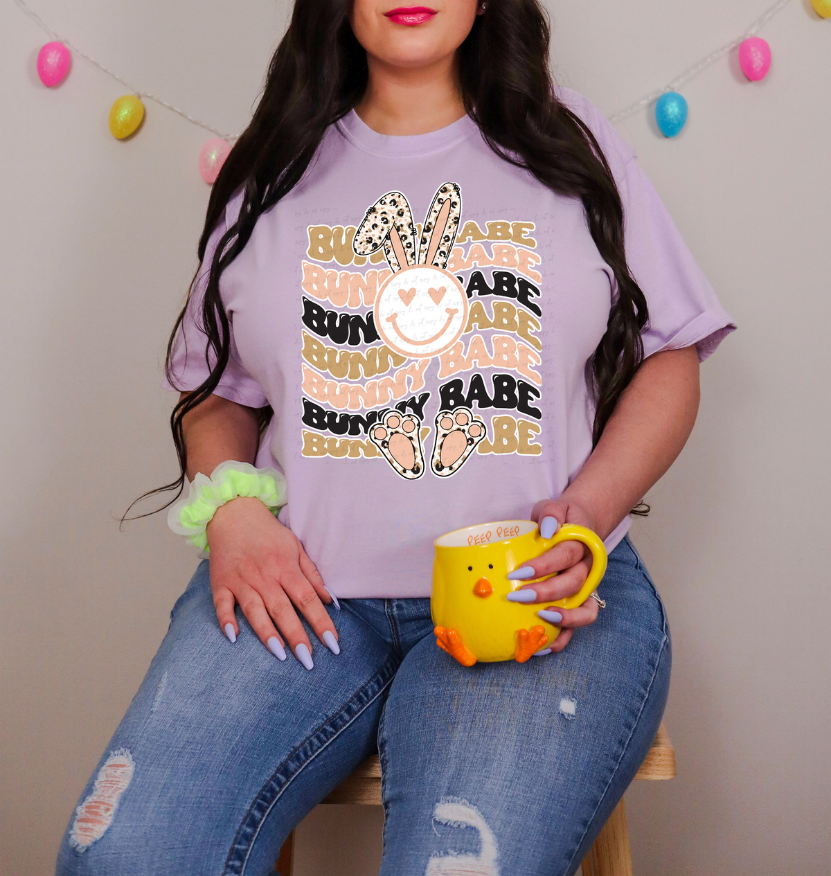 Bunny Babe Stacked Smiley Bunny 116889 DTF Transfer