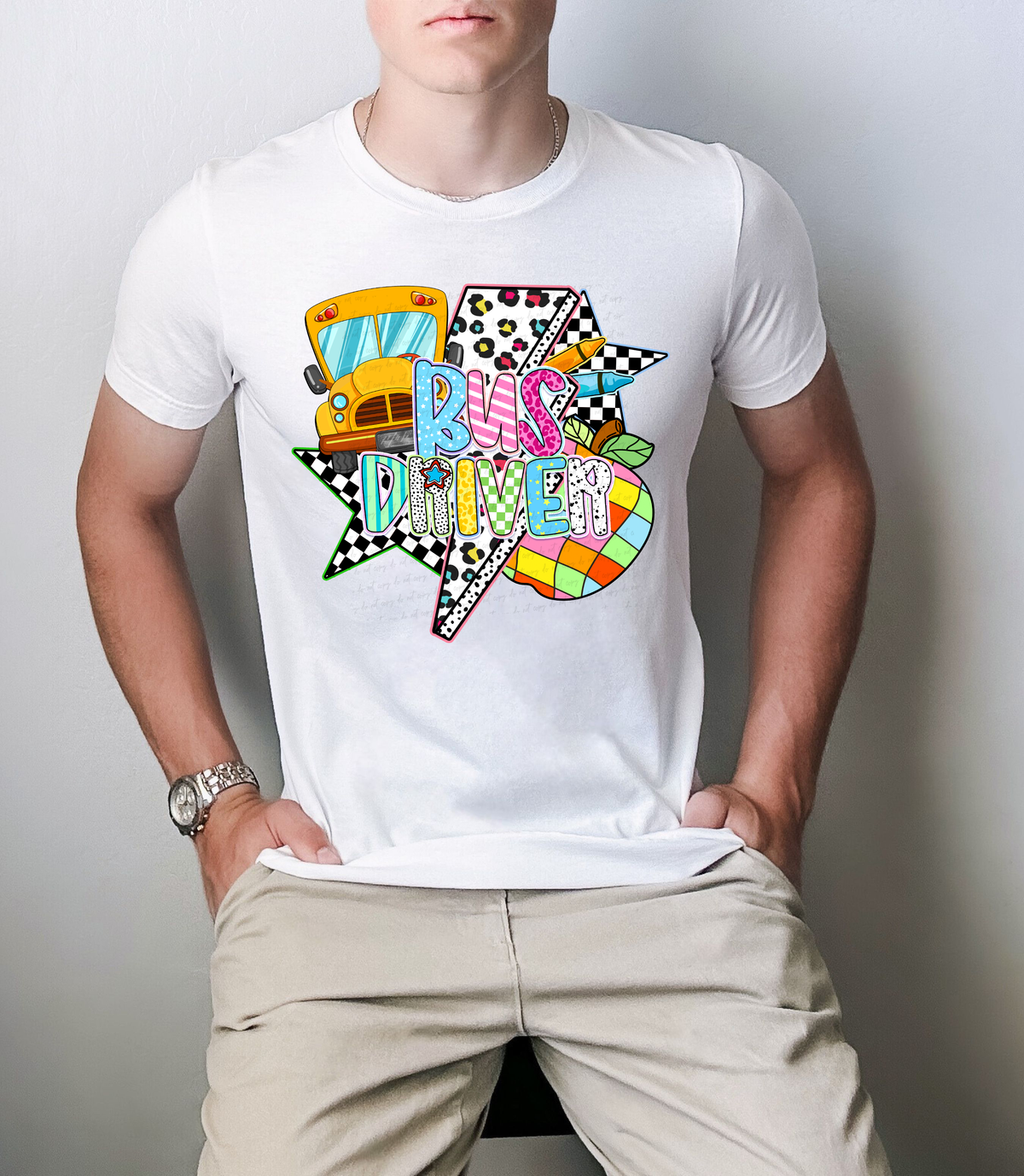 Bus Driver Lightning Bolt Collage 108860 DTF transfer