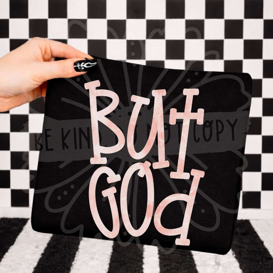 But god PINK font (Vehement) DTF transfer