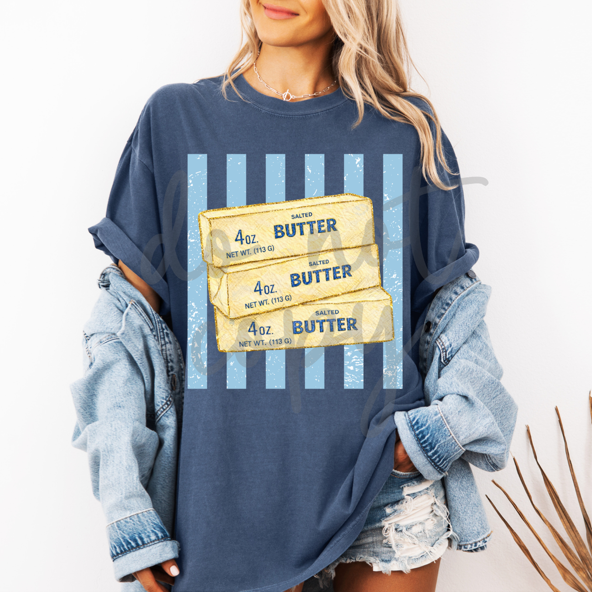 Butter stack blue strips (Parker) DTF Transfer