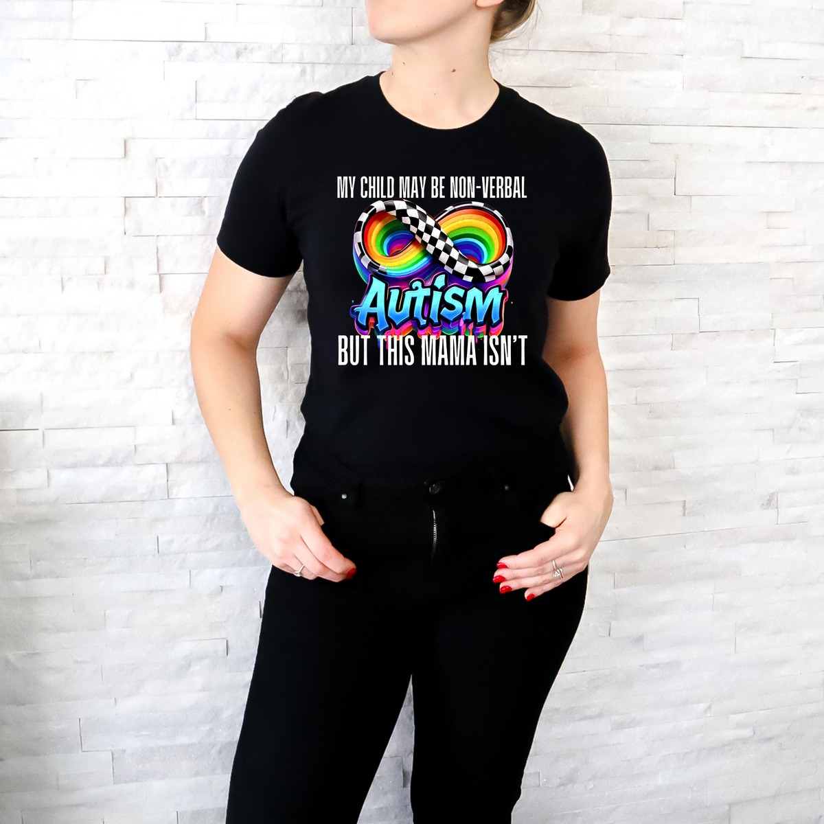 My Child May Be Non-verbal But This Mama Isn't Autism WHITE 117875 DTF transfer