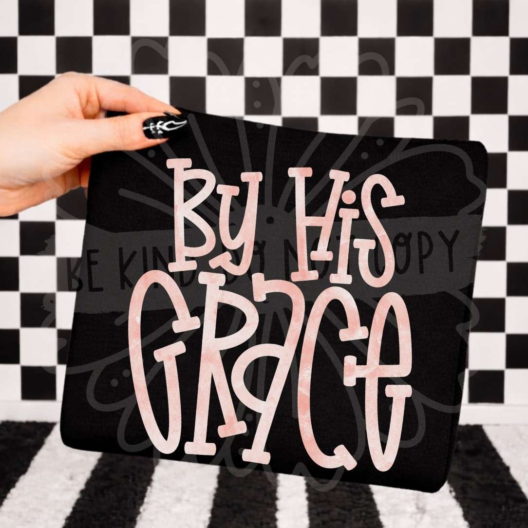 By his grace PINK font (Vehement) DTF transfer