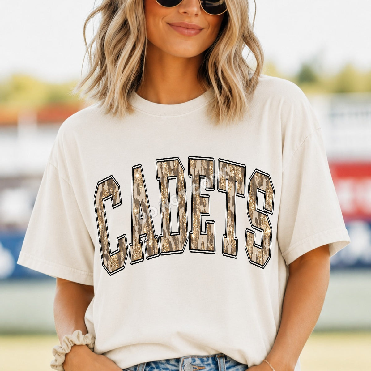 Cadets leopard and gold arched (Parker) DTF transfer