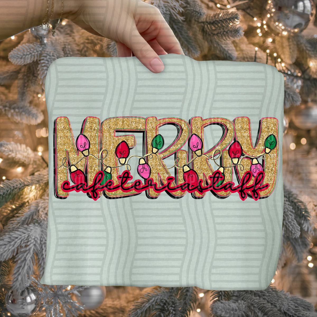 cafeteria staff merry with lights (caplinger) DTF Transfer