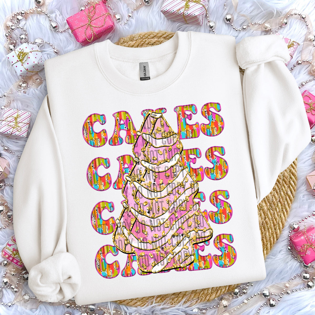 Cakes Word Stacked Brushstrokes Tree Cake 69593 DTF transfer