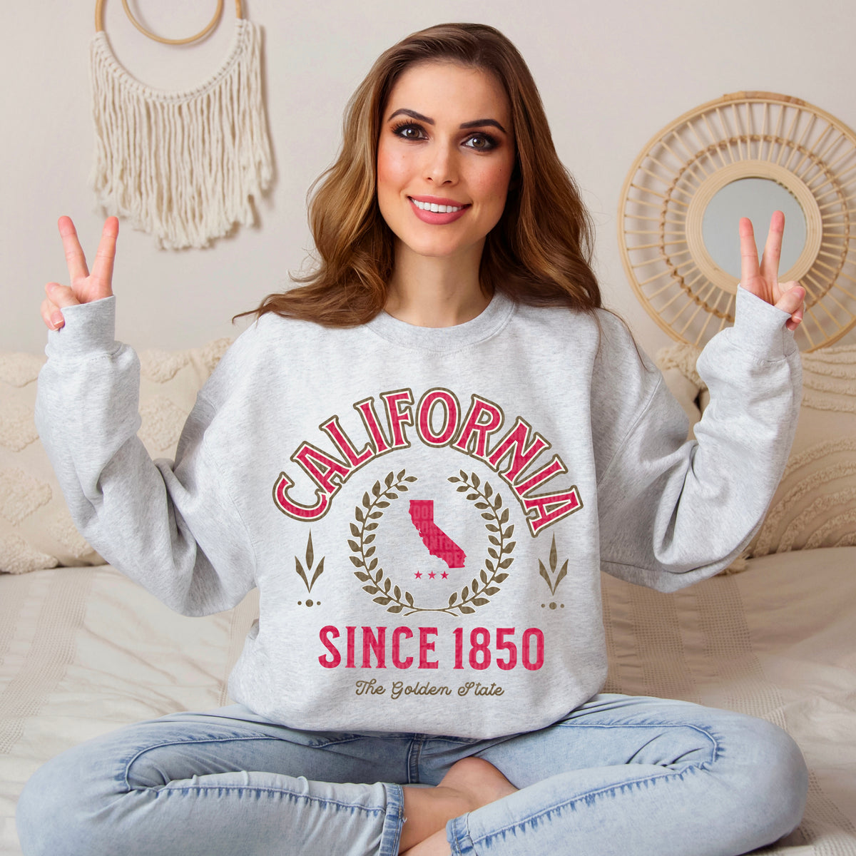 California Varsity Letters RED and TAN 105164 DTF transfer