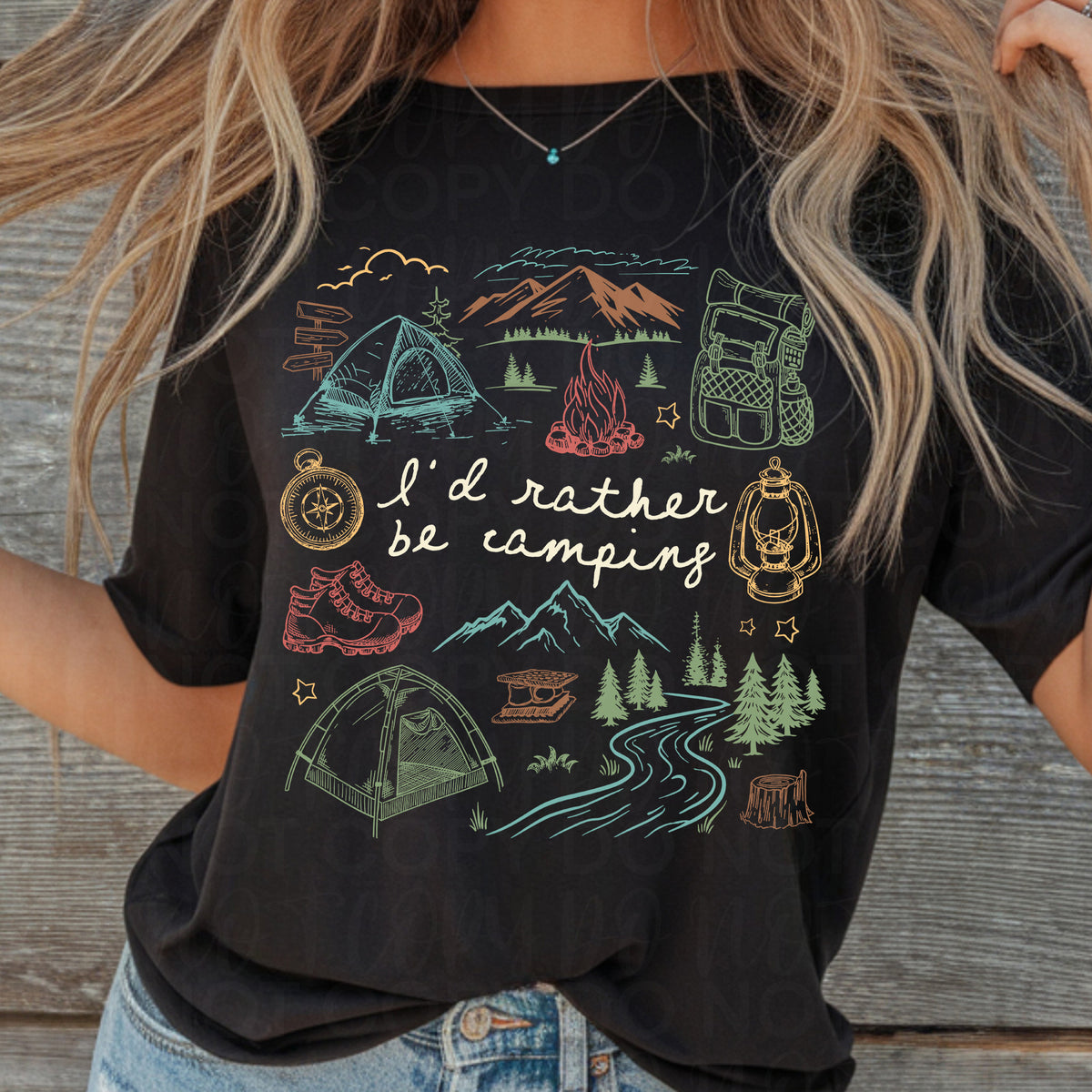 I'd rather be camping collage (UAC) DTF Transfer