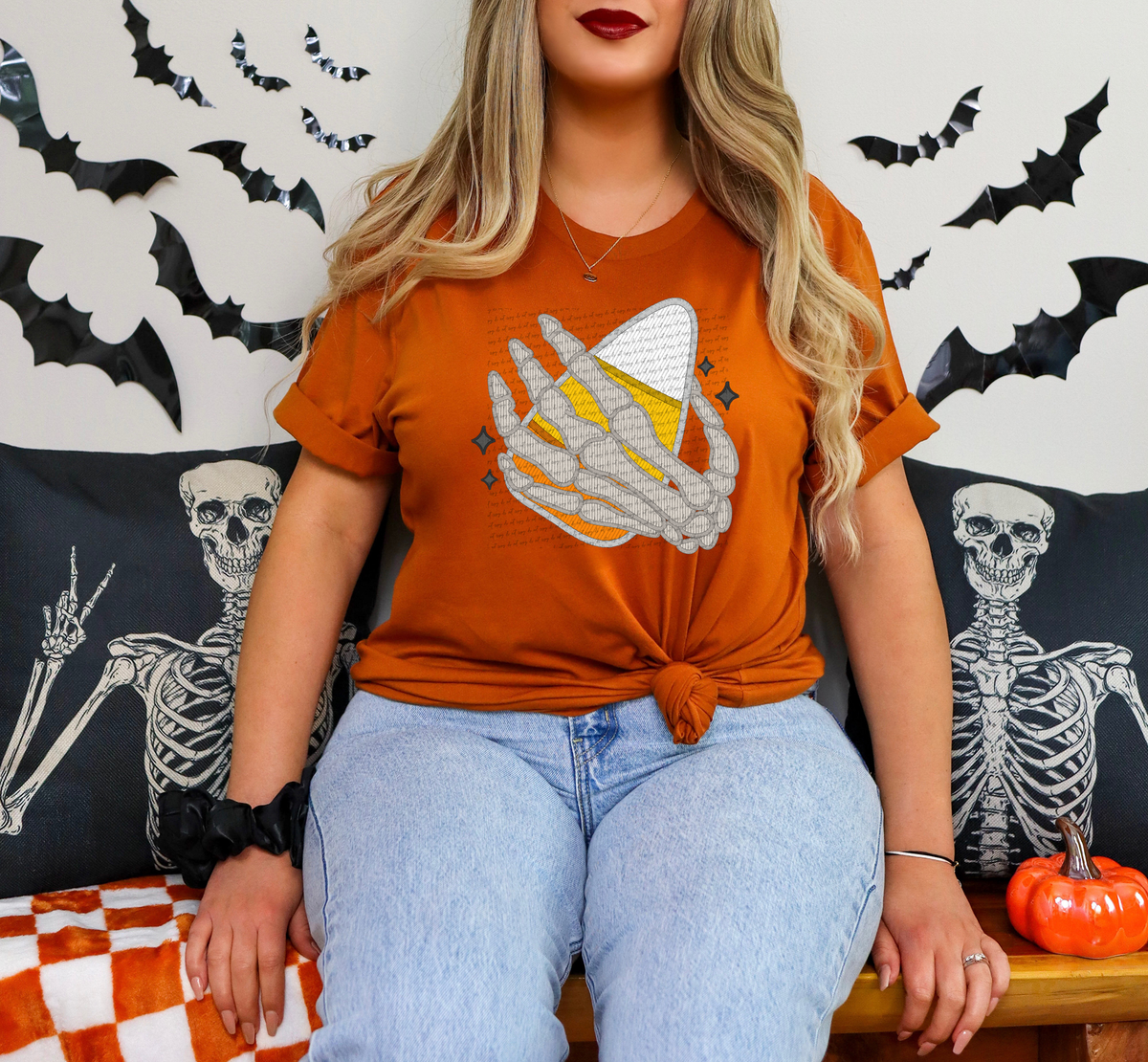 Candy Corn Skellie Hand 42463 DTF transfer