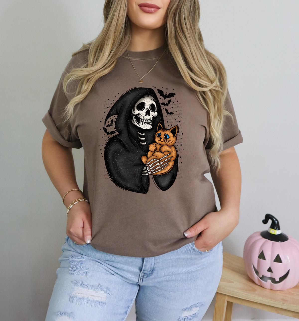 Cat and Ghost Distressed 42733 DTF transfer