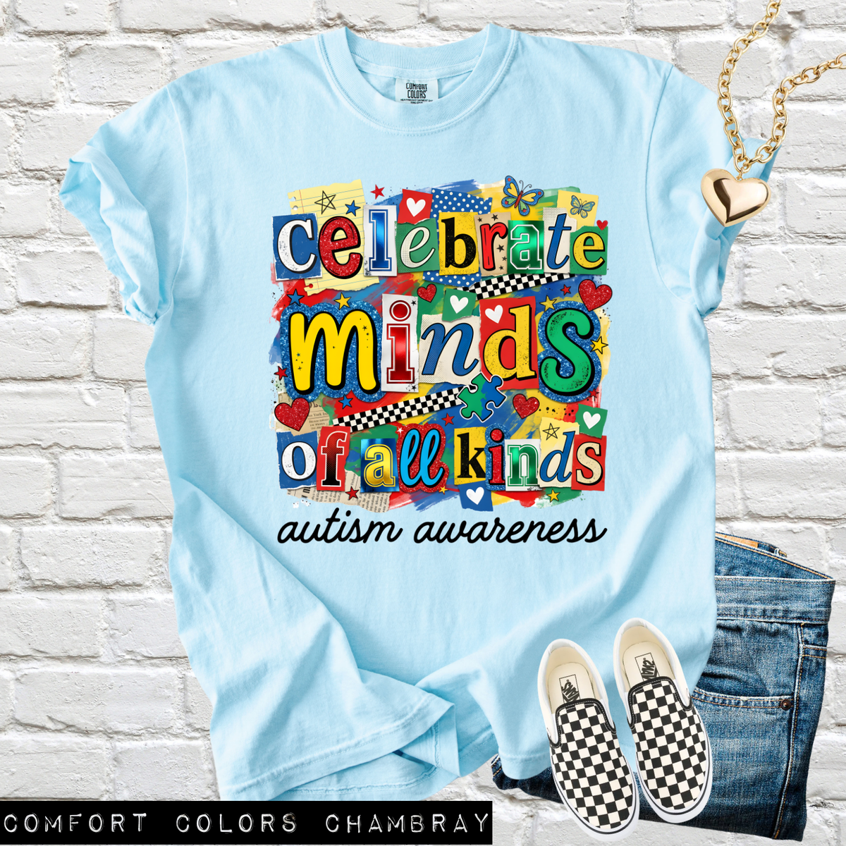 Celebrate minds of all kinds magazine font (Parker) DTF Transfer