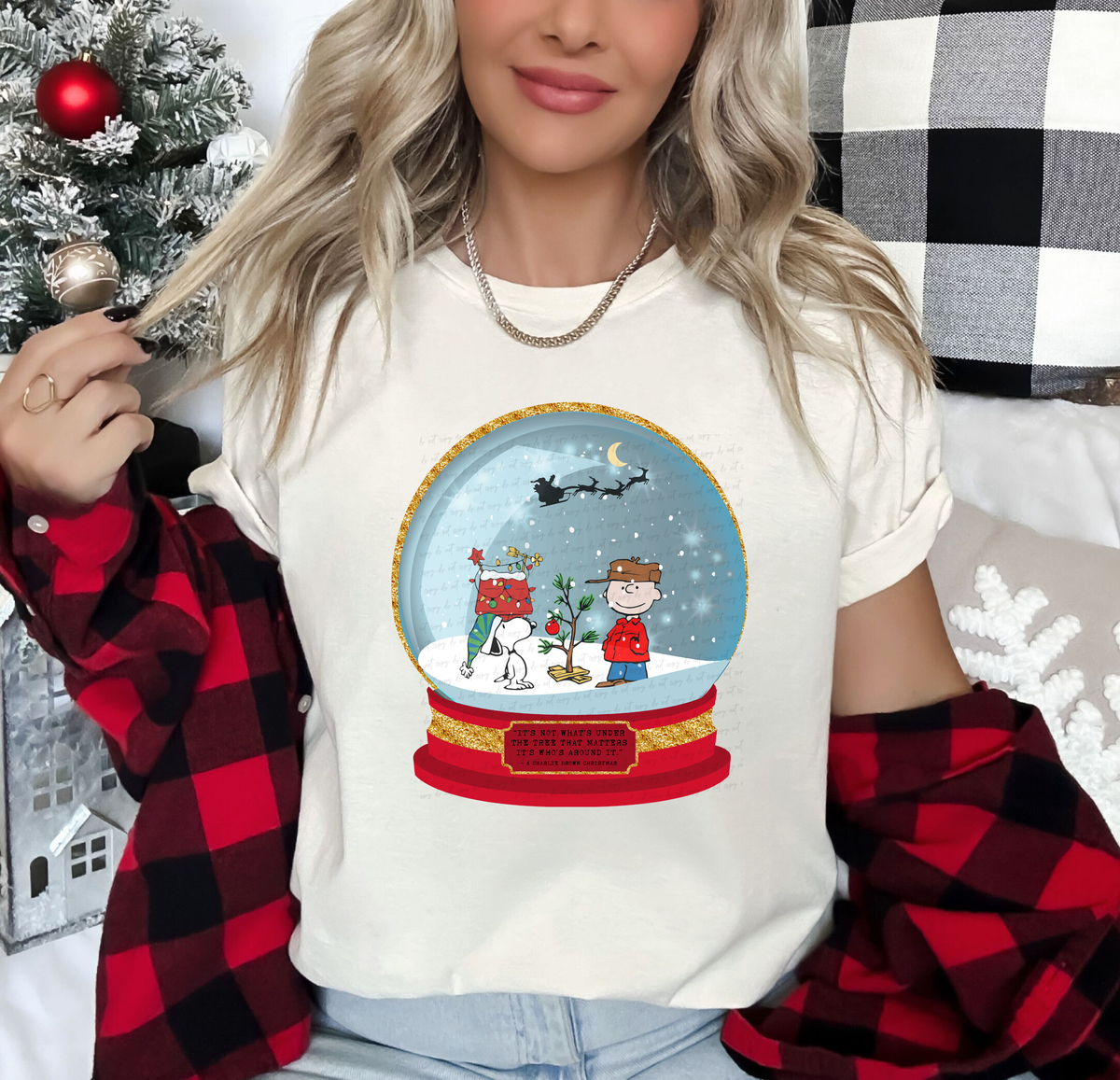 Charlie with Dog Snow Globe 116797 DTF transfer