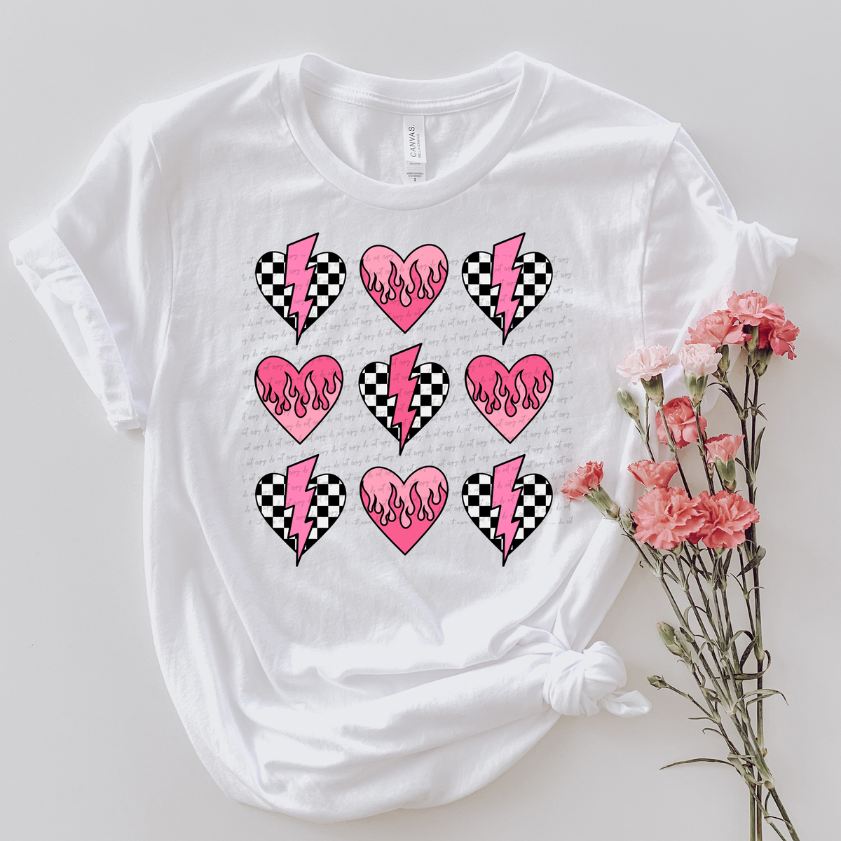 Checkered Heart Flame Lightning Bolt Grid 81595 DTF Transfer