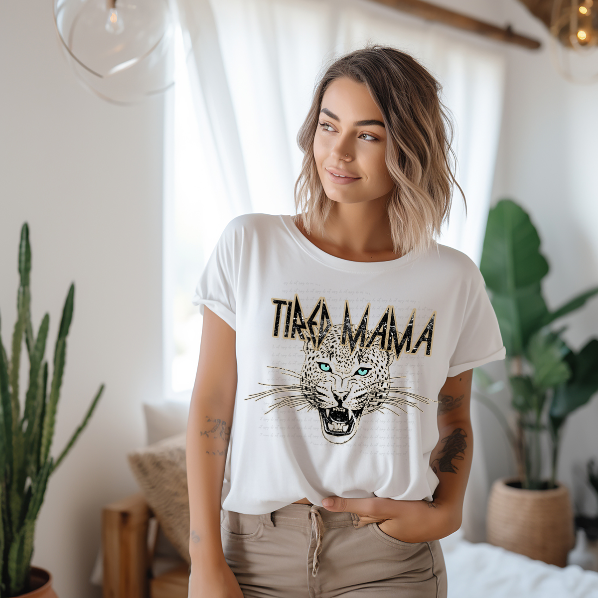 Cheetah Face Tired Mama 116285 DTF Transfer