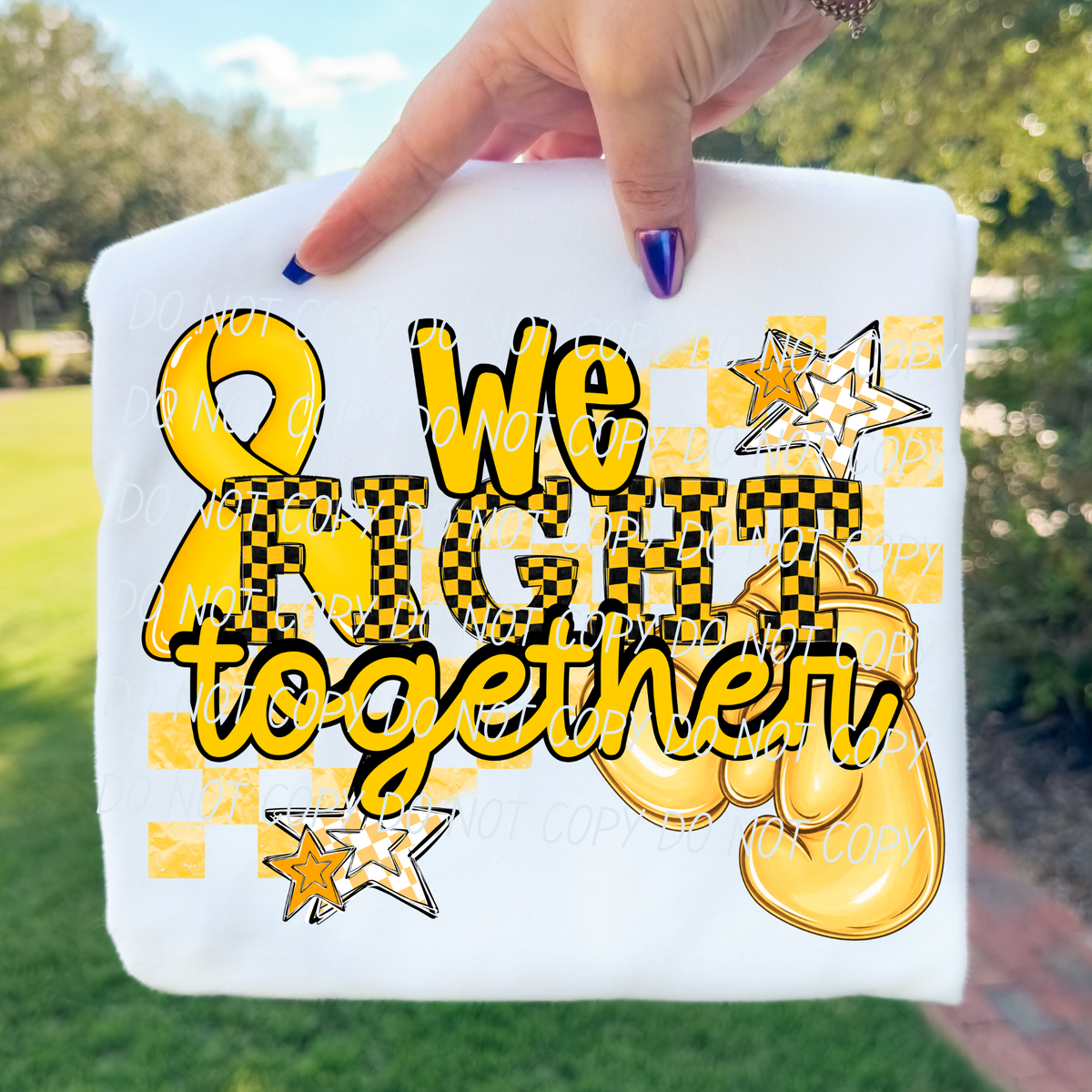 We fight together-checkered font-Black/yellow (CITY) DTF Transfer