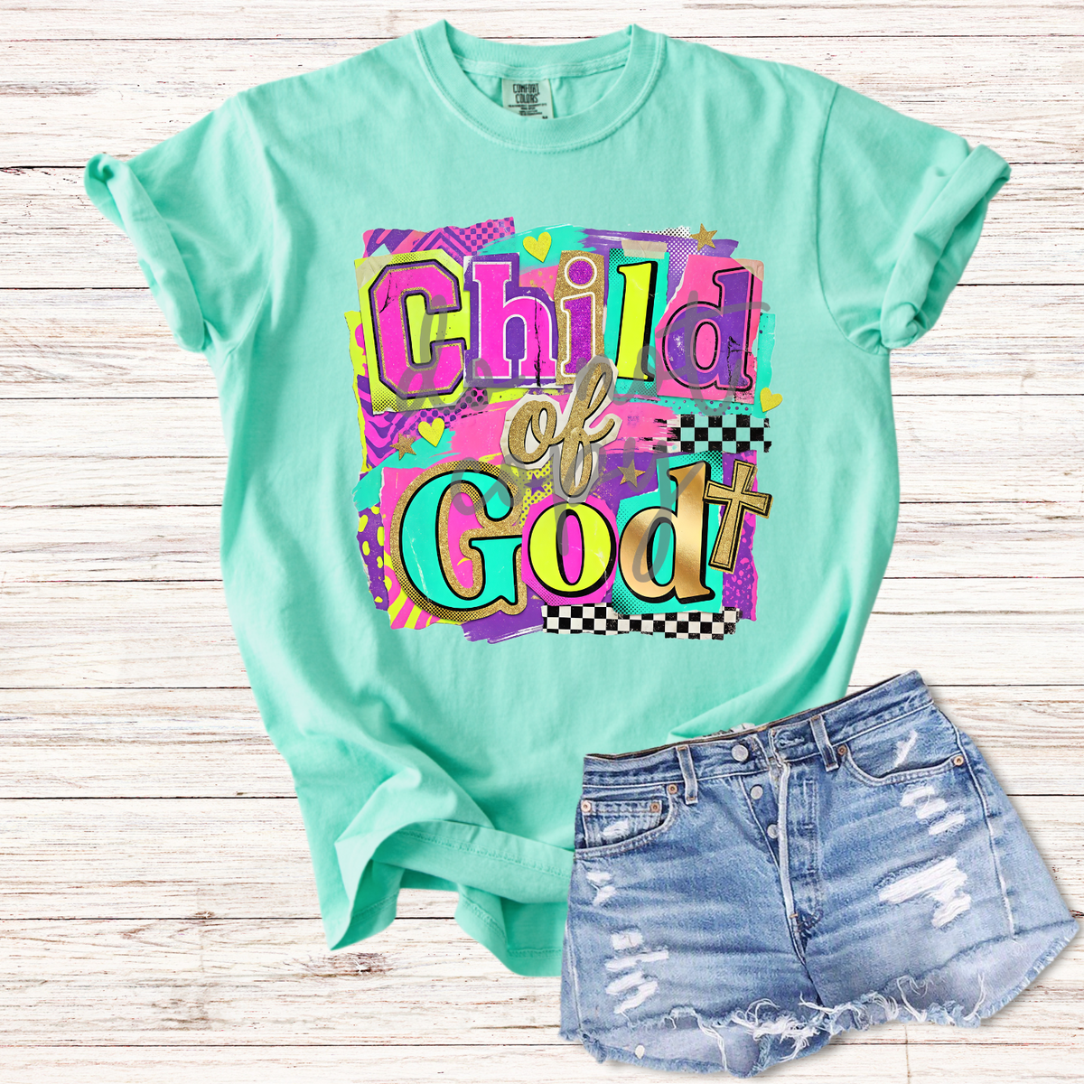 Child of god NEON magazine font (Parker) DTF Transfer