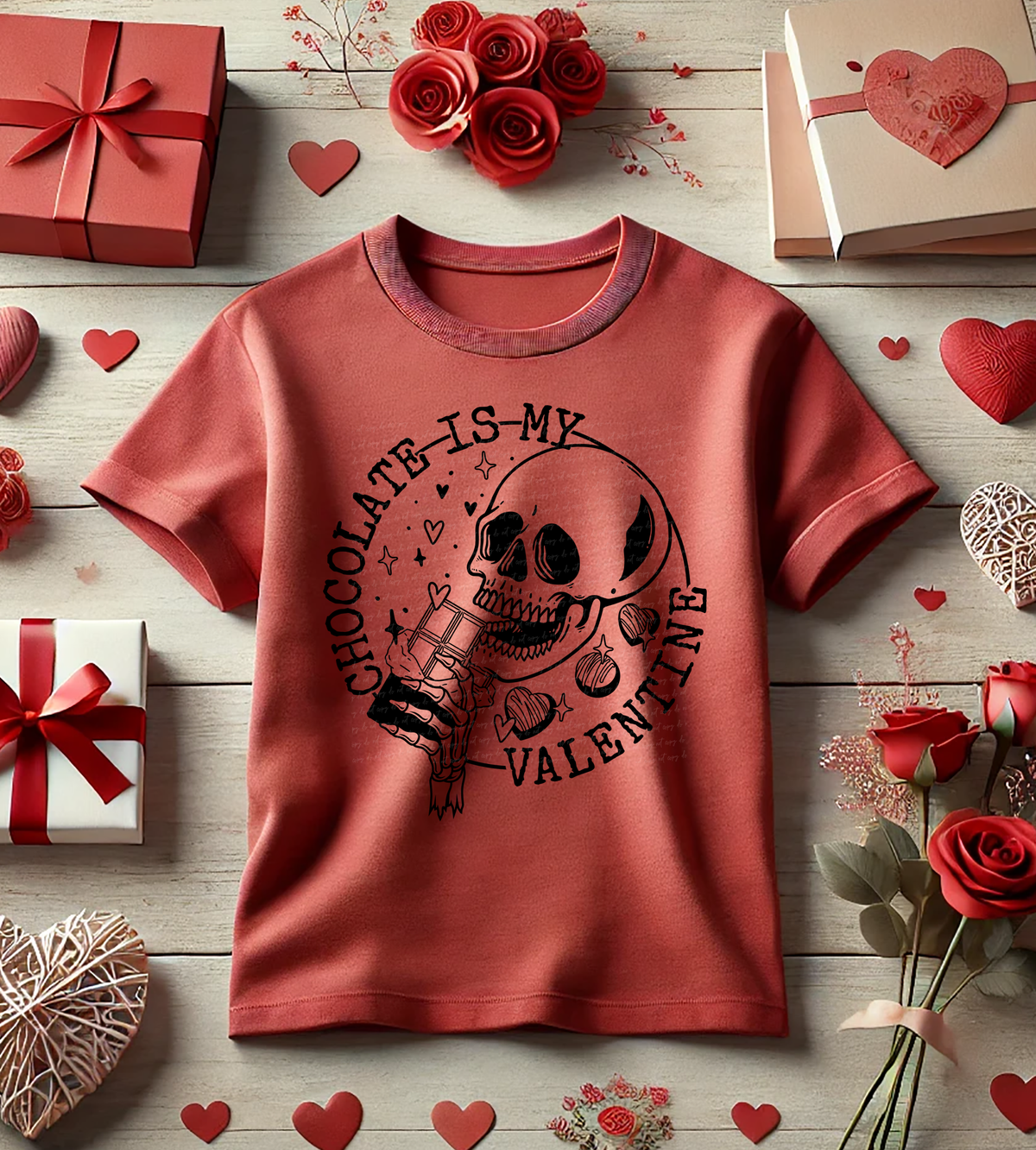 Chocolate Is My Valentine Wrapper Filled Black 81454 DTF Transfer