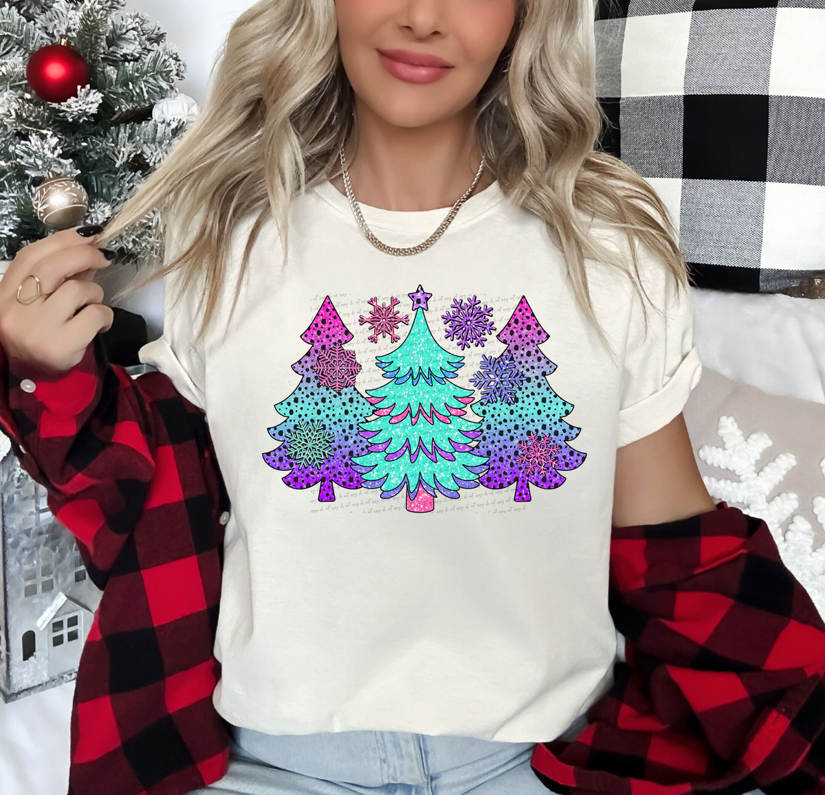 Christmas Trees Dots Ombre Bright 59841 DTF Transfer