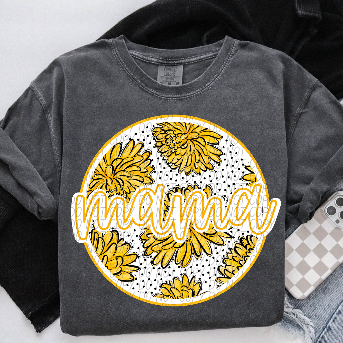 Mama Circle Chrysanthemum Flower (CITY) DTF transfer