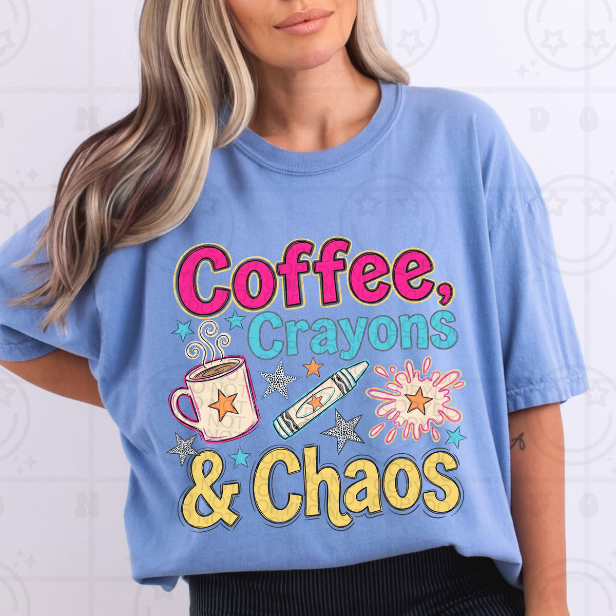 Coffee, crayons & chaos (HW) DTF Transfer