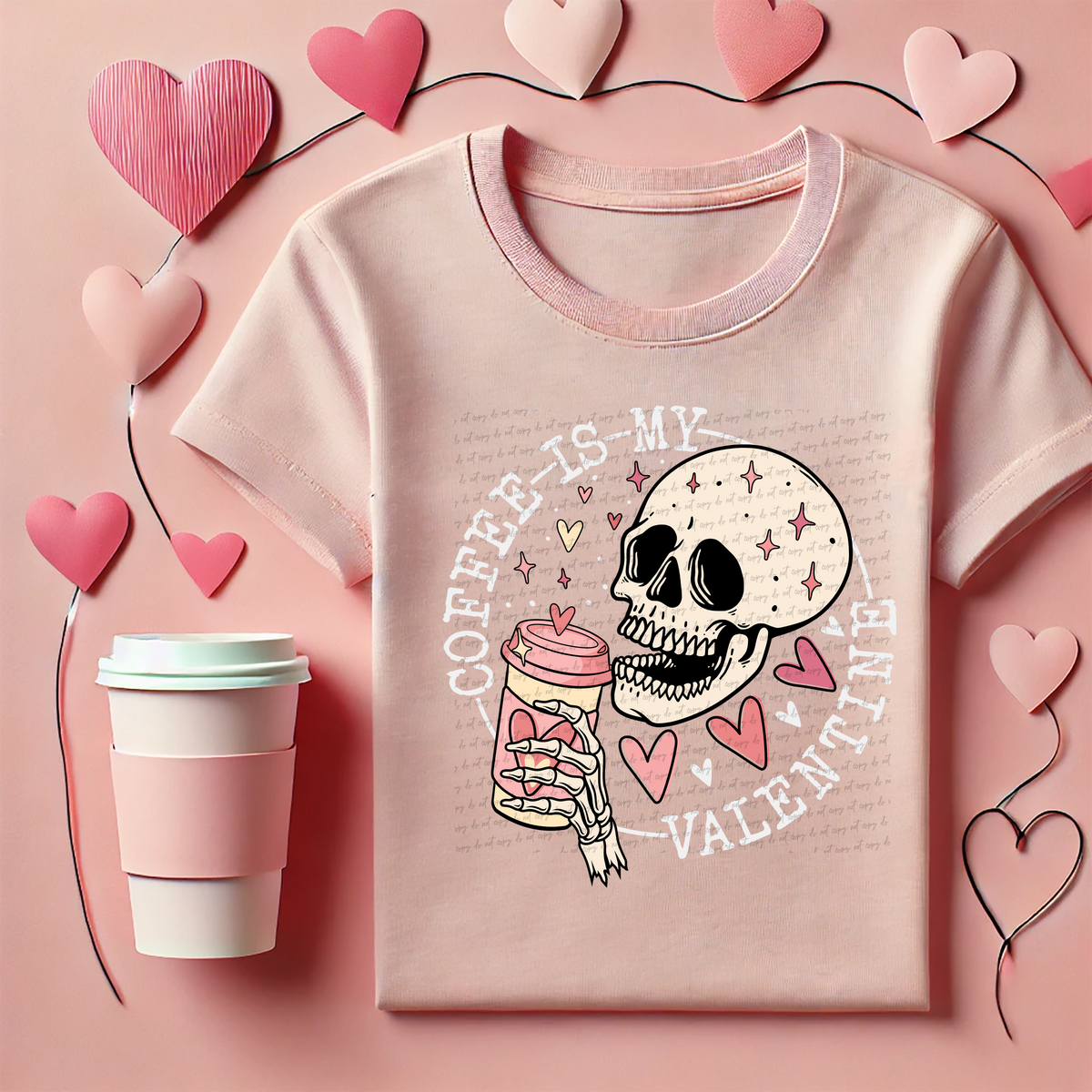 Coffee Is My Valentine Full Color White Font 81458 DTF Transfer