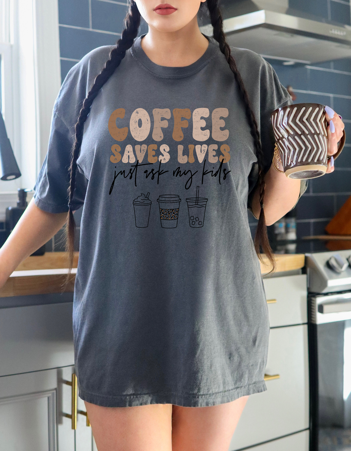 Coffee Saves Lives Just Ask My Kids Coffee Cups 116894 DTF Transfer