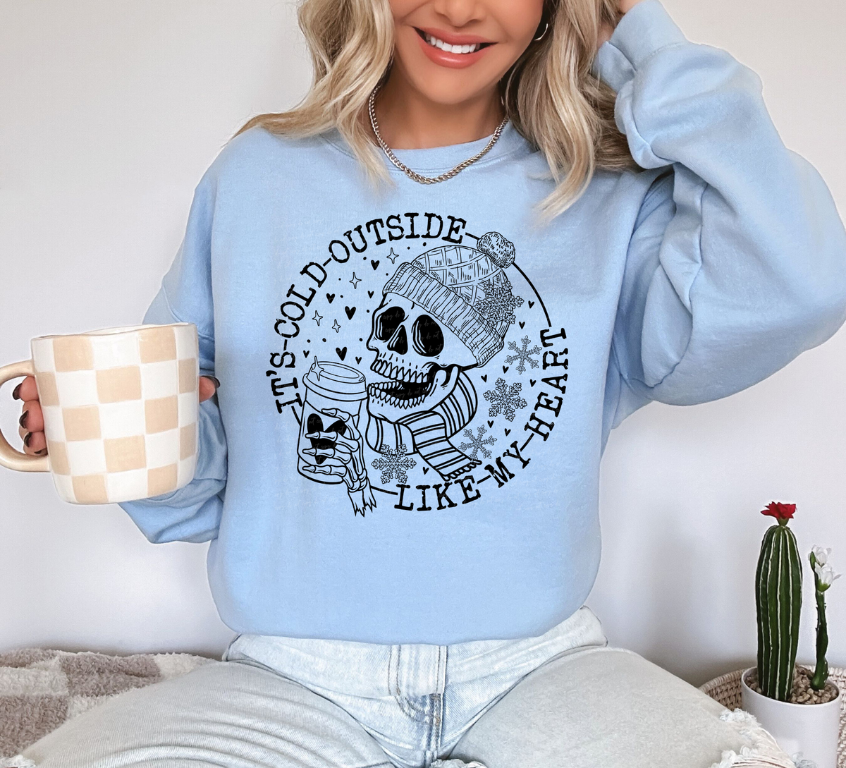 It's Cold Outside Like My Heart Skellie Black 81688 DTF Transfer