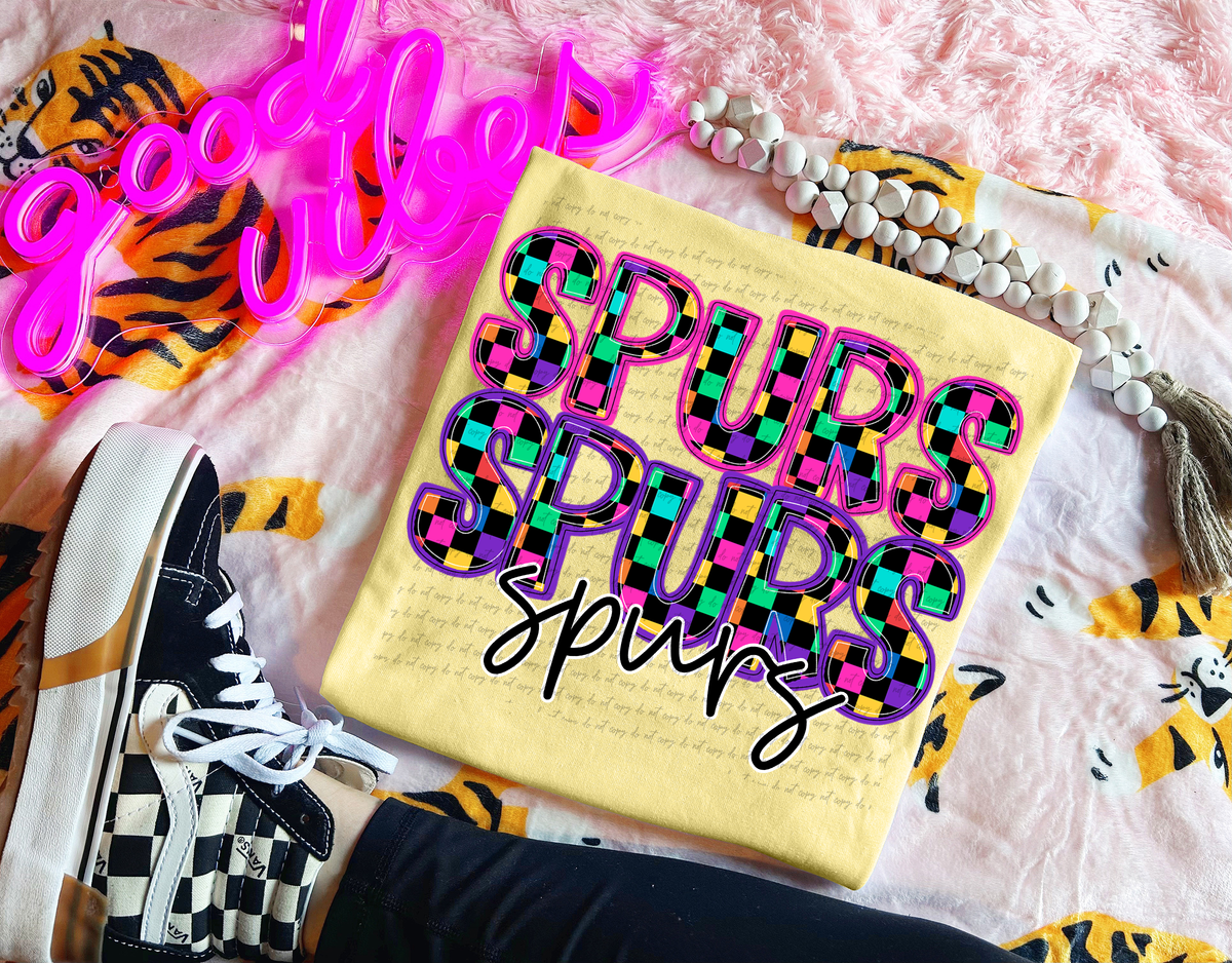 Spurs Colorful Checkered 76028 DTF Transfer