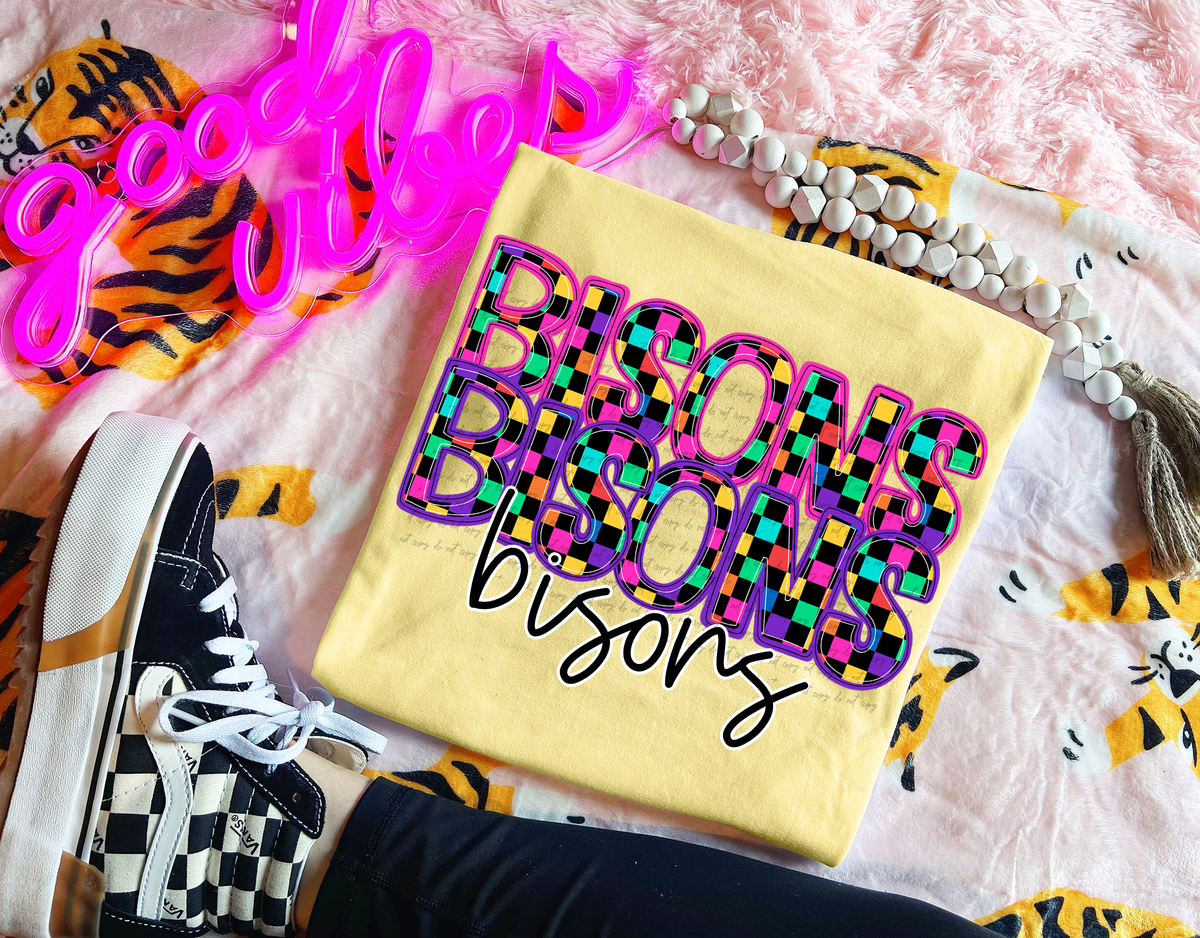 Bisons Colorful Checkered 74972 DTF Transfer