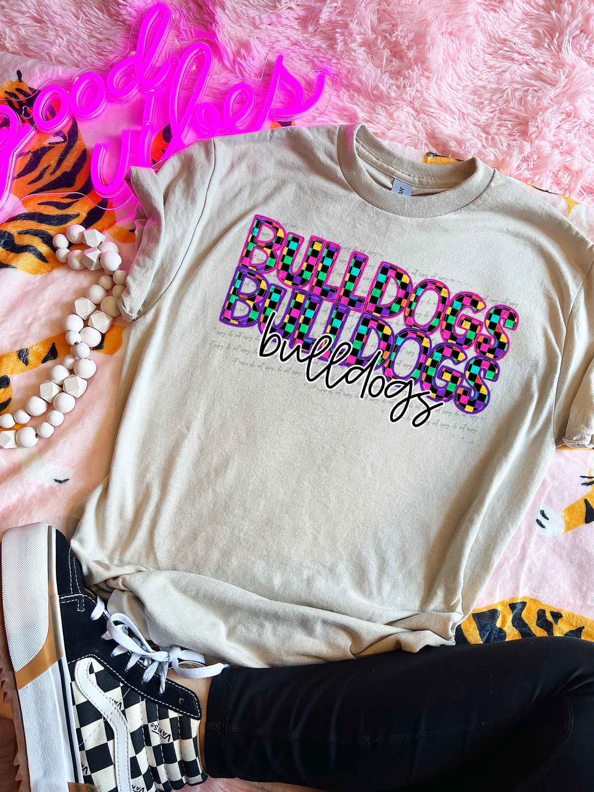 Bulldogs Colorful Checkered 74979 DTF Transfer