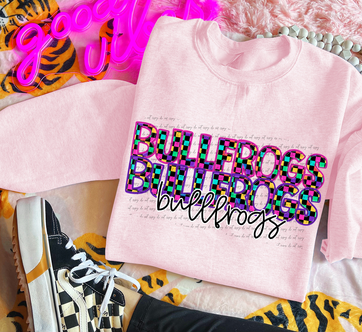 Bullfrogs Colorful Checkered 74980 DTF Transfer