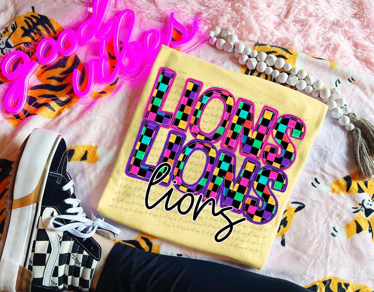 Lions Colorful Checkered 76007 DTF Transfer