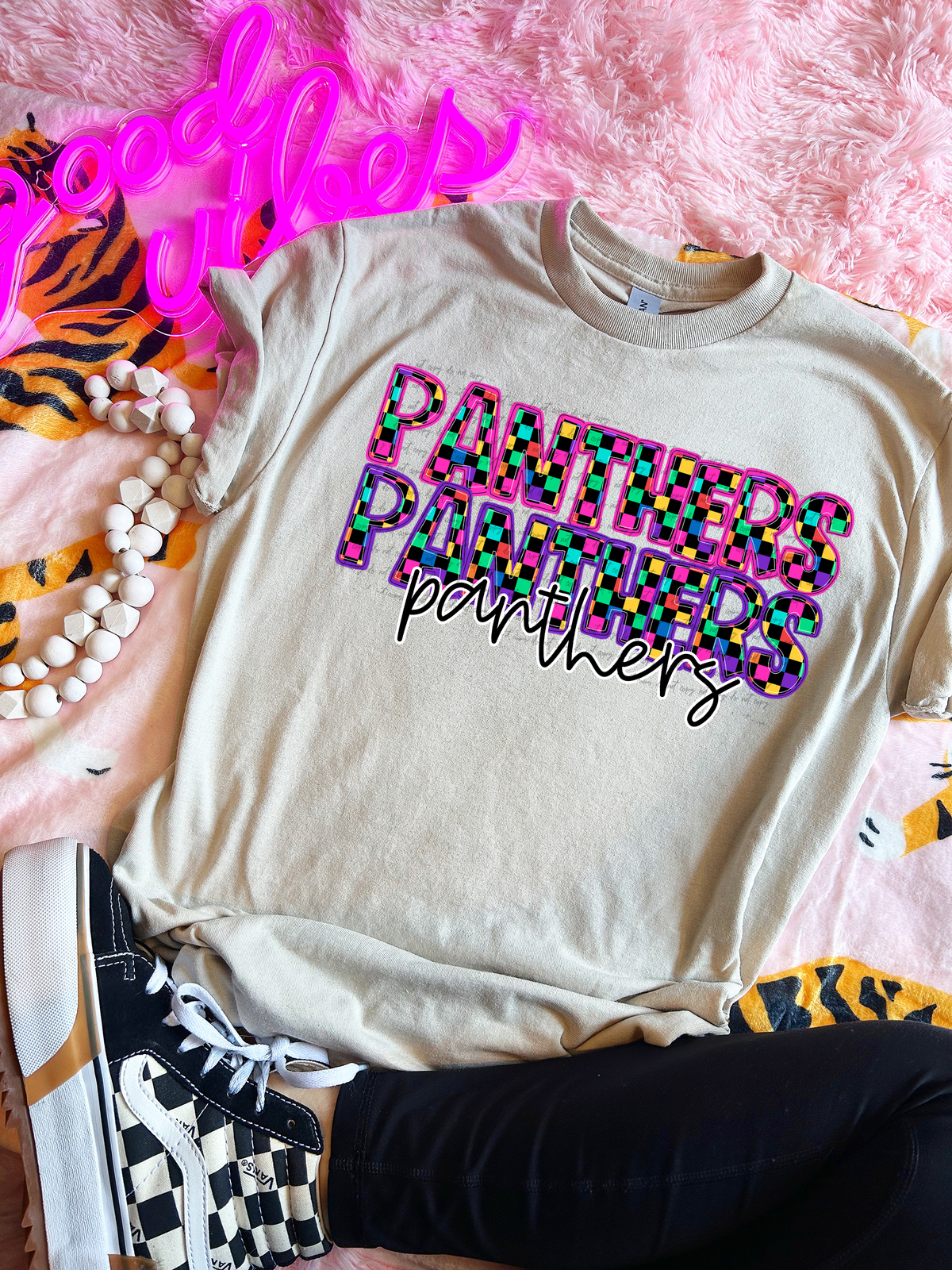 Panthers Colorful Checkered 76014 DTF Transfer