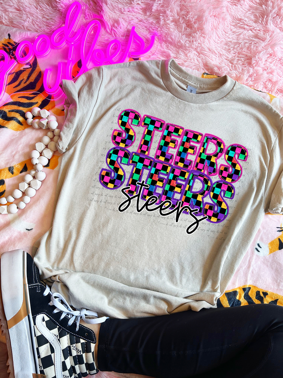 Steers Colorful Checkered 76029 DTF Transfer