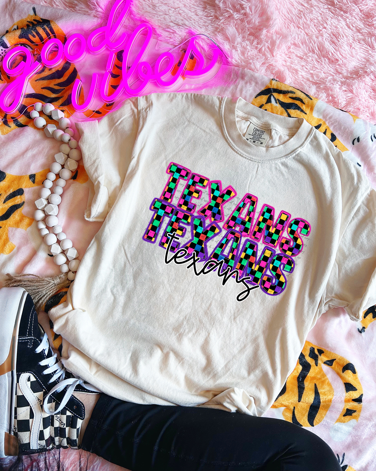 Texans Colorful Checkered 76030 DTF Transfer