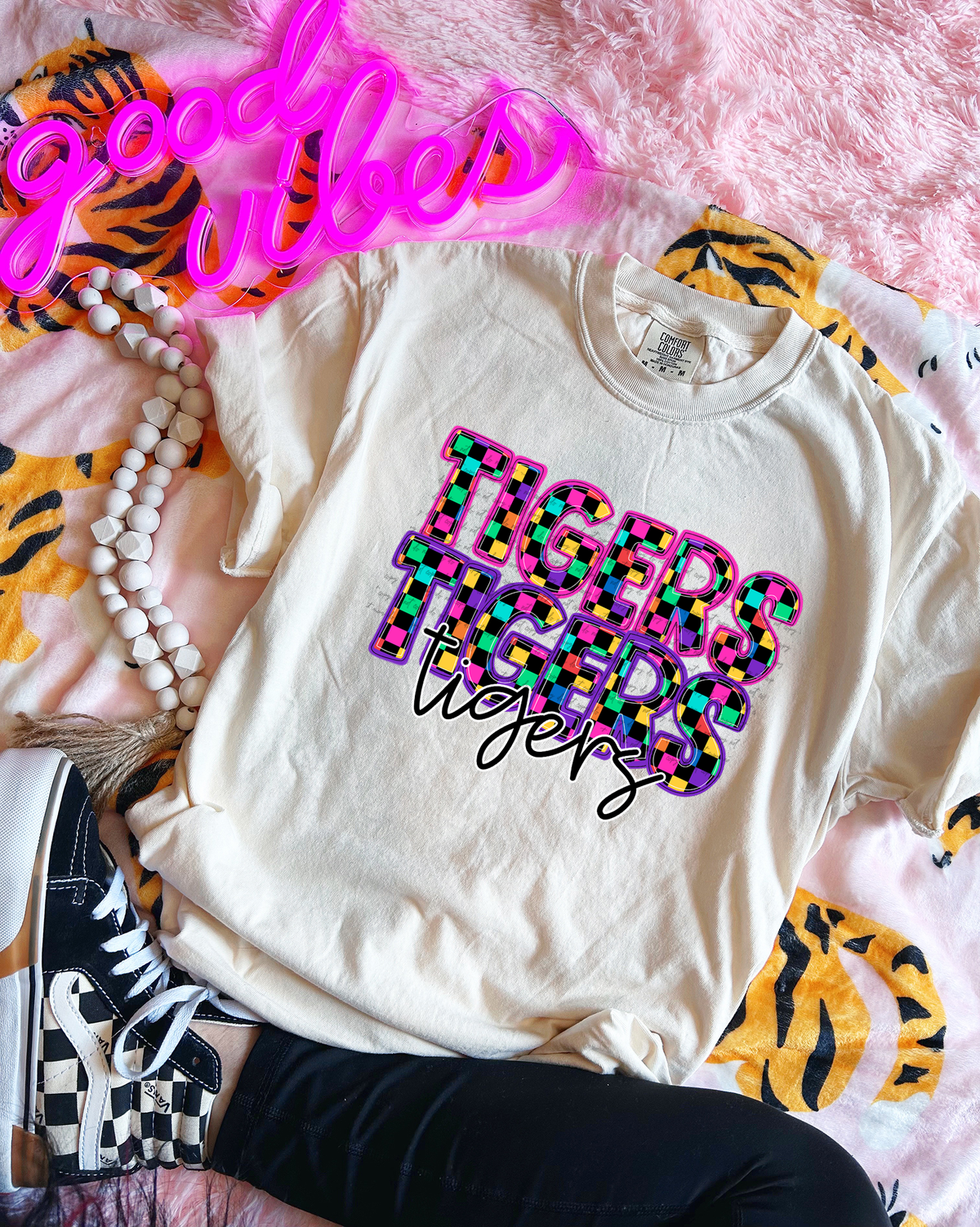 Tigers Colorful Checkered 76031 DTF Transfer