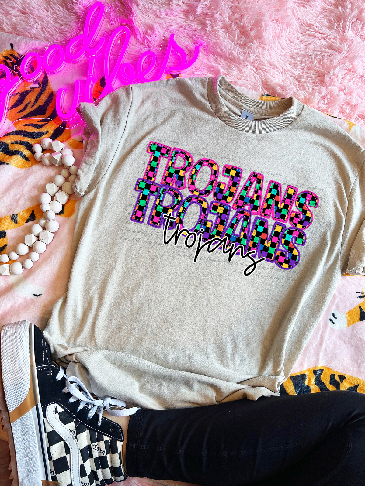 Trojans Colorful Checkered 76033 DTF Transfer