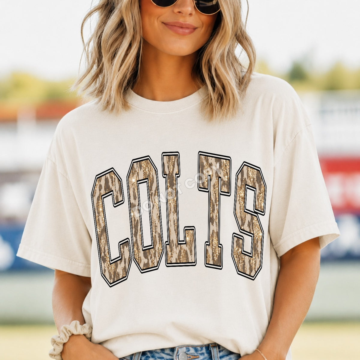 Colts leopard and gold arched (Parker) DTF transfer
