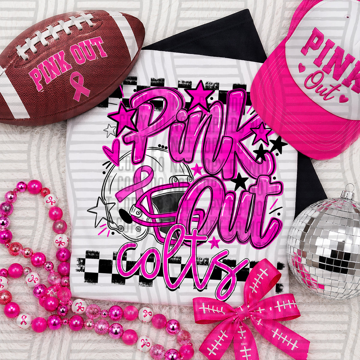 Colts-Pink Out Football Helmet (Caplinger) DTF Transfers