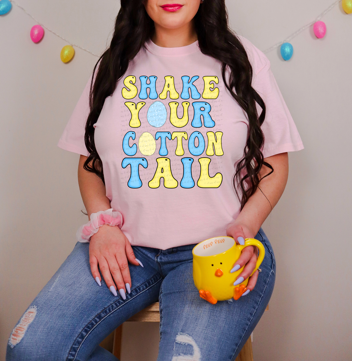 Shake Your Cotton Tail Yellow And Blue 86142 DTF Transfer