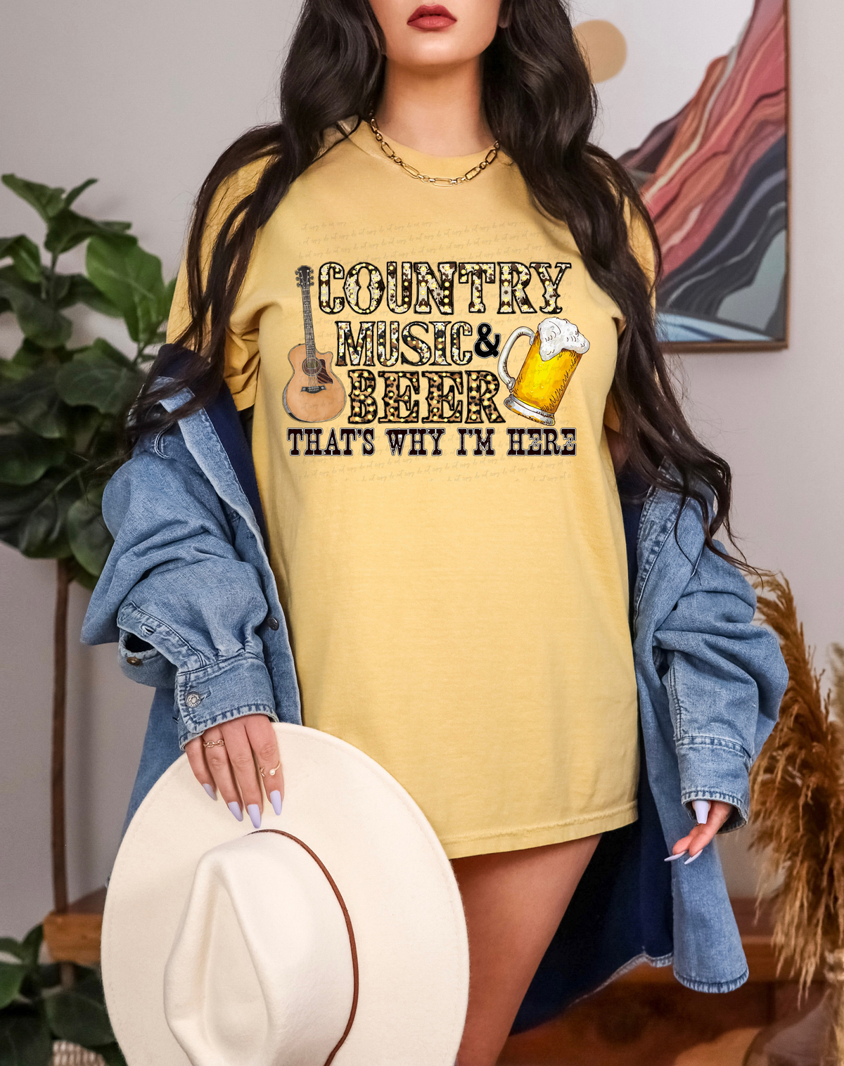Country Music and Beer That's Why I'm Here Guitar and Mug 116220 DTF Transfer