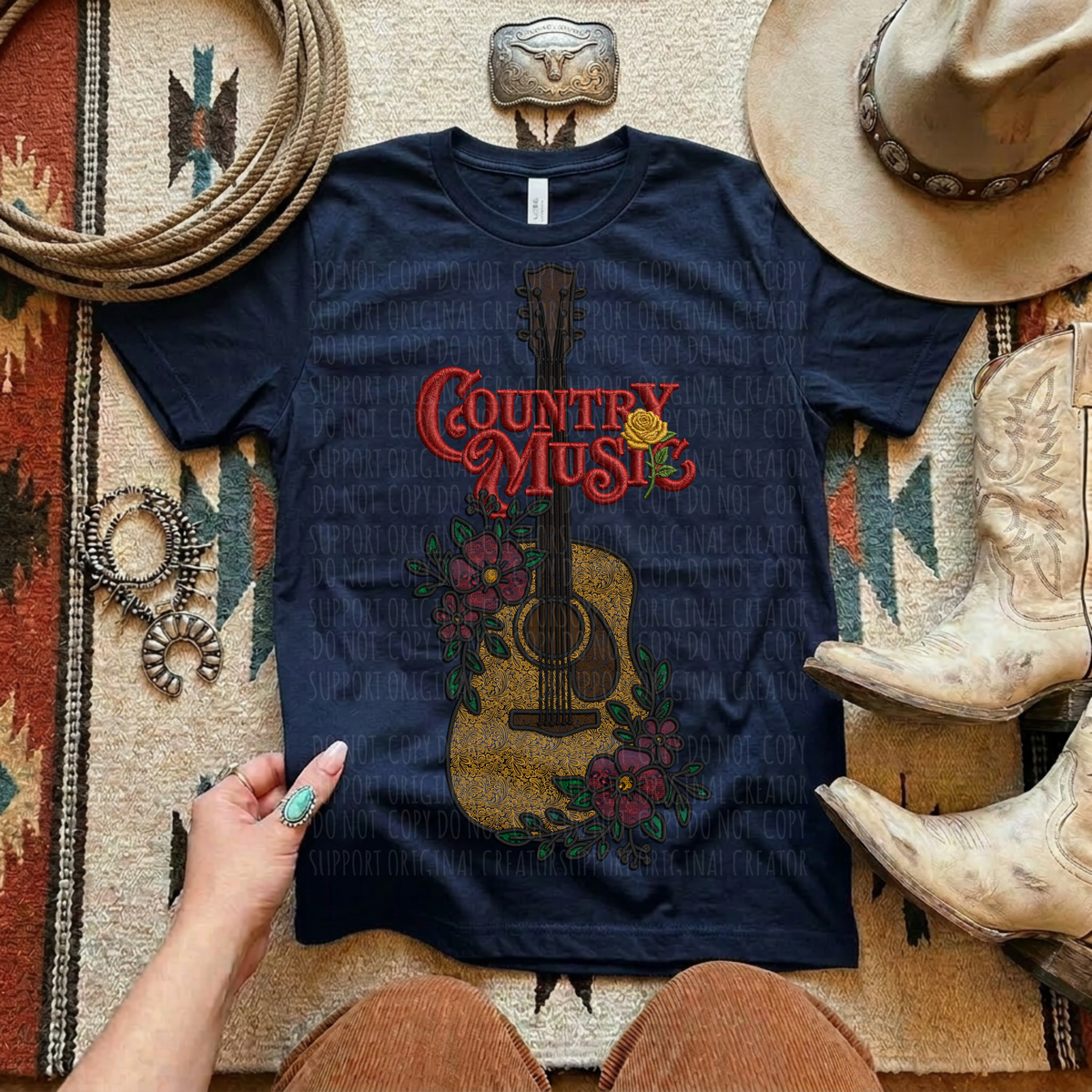 Country music floral guitar (Starlight) DTF Transfer