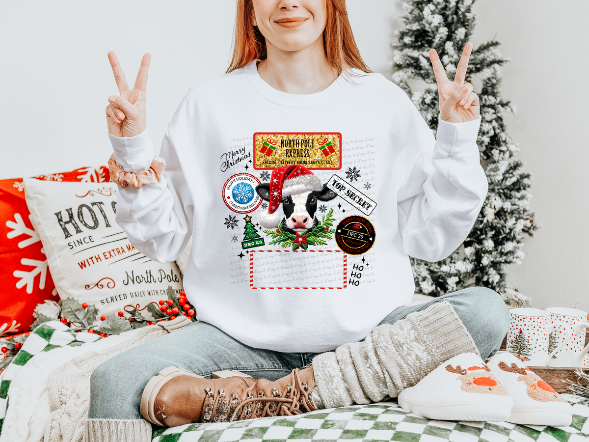Cow Gift Sack North Pole Express 69477 DTF transfer