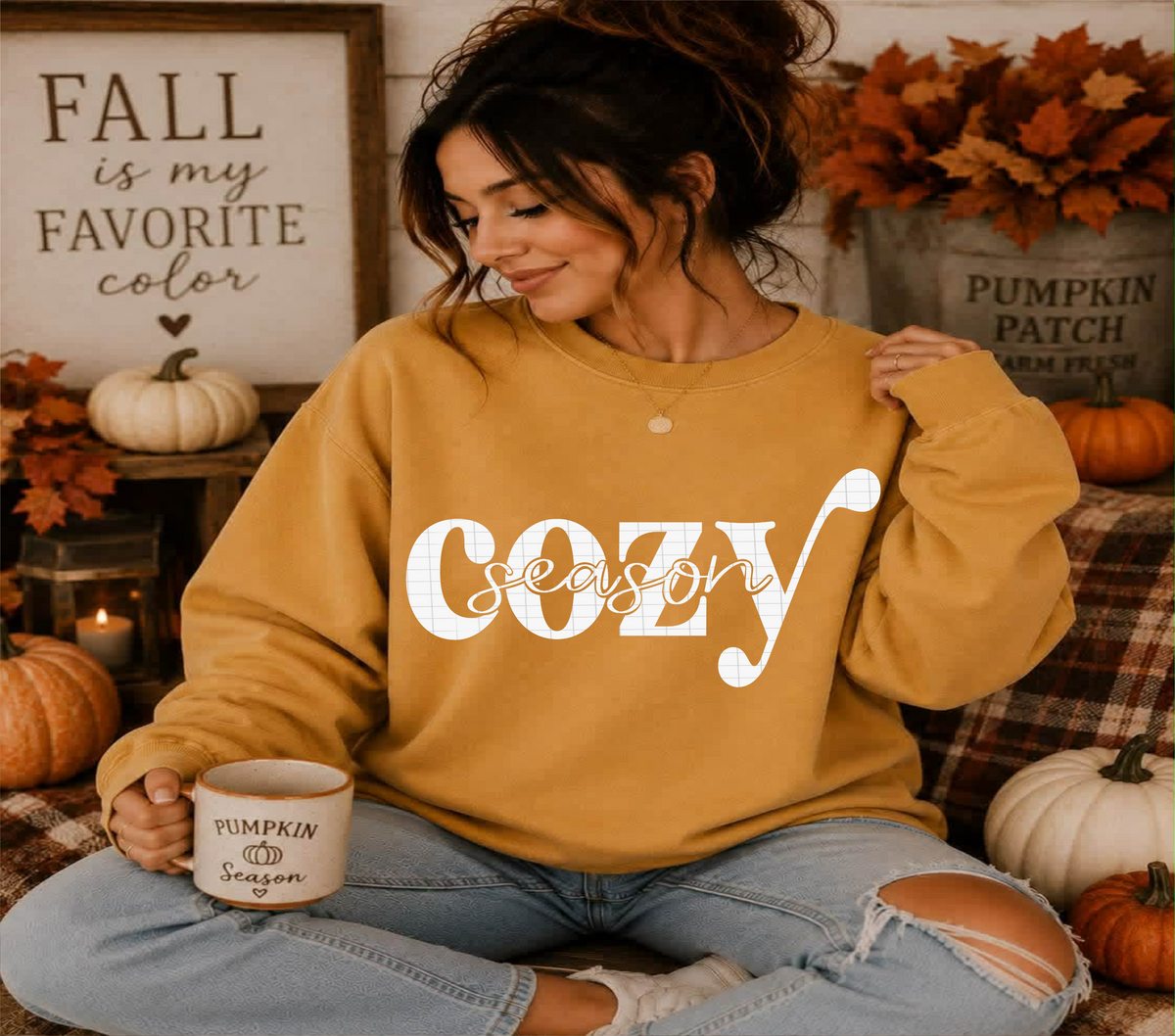 Cozy season white (Linda) DTF Transfer