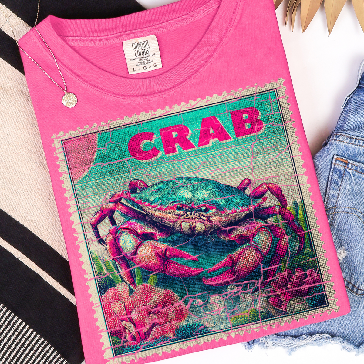 Crab vintage stamp (TTD) 107170 DTF transfer