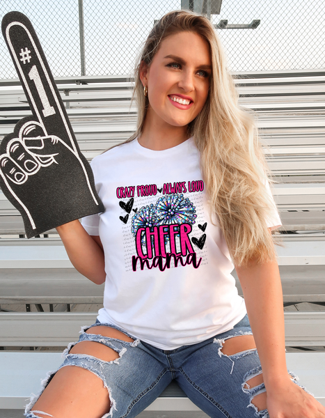 Crazy Proud Always Loud Cheer Mama Rhinestone 57492 DTF transfer