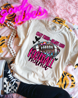 Crazy Proud Always Loud Football Mama Rhinestone Pink 57496 DTF transfer